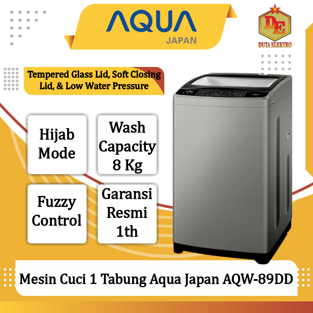 Mesin Cuci 1 Tabung 8kg Aqua Japan AQW 89 DD