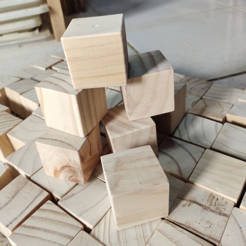 Dadu Kubus Kayu Kotak Balsa 1-10cm Dadu Kayu Ringan