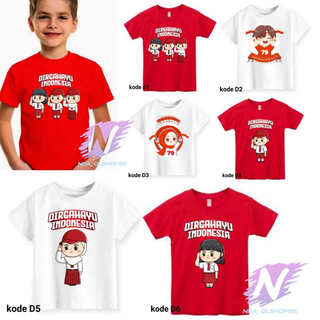 KAOS DIRGAHAYU INDONESIA 2024 KAOS ANAK BAJU ANAK 17 AGUSTUS