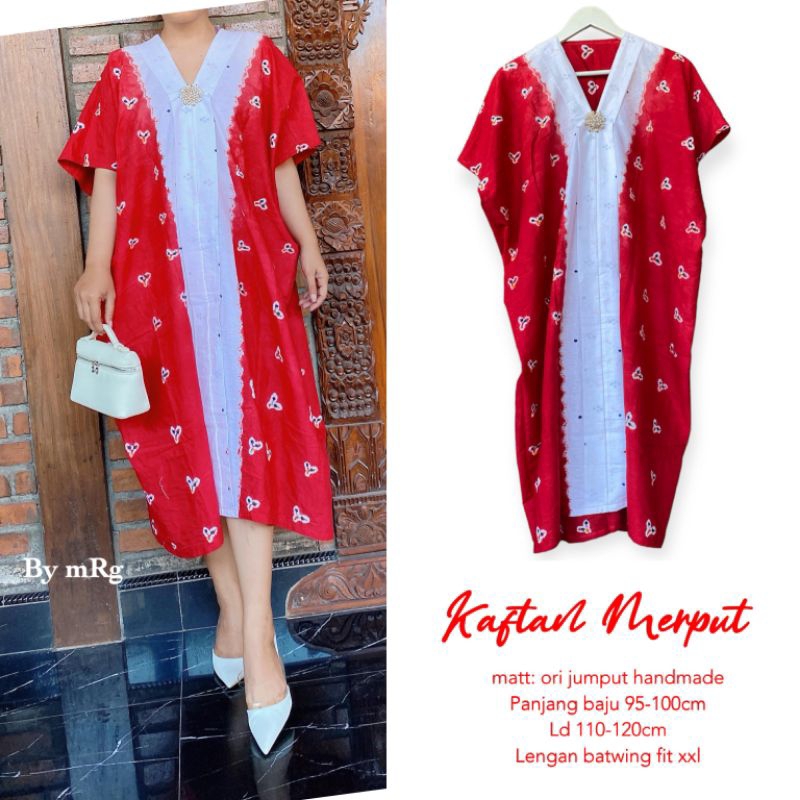 Kaftan Batik Merah Putih / Dress Merah Putih / Dress Batik Merah Putih / Dress Kemerdekaan