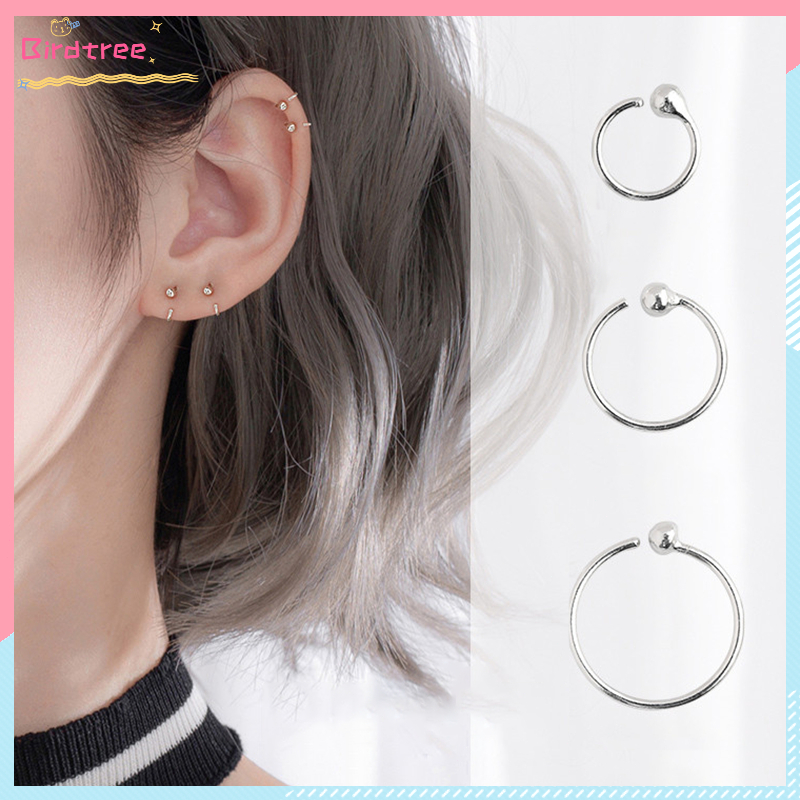 [Readystock❤️COD]1 sepasang Anting Bulat manik Kecil anting Titanium Tulang Telinga Sederhana Perhia