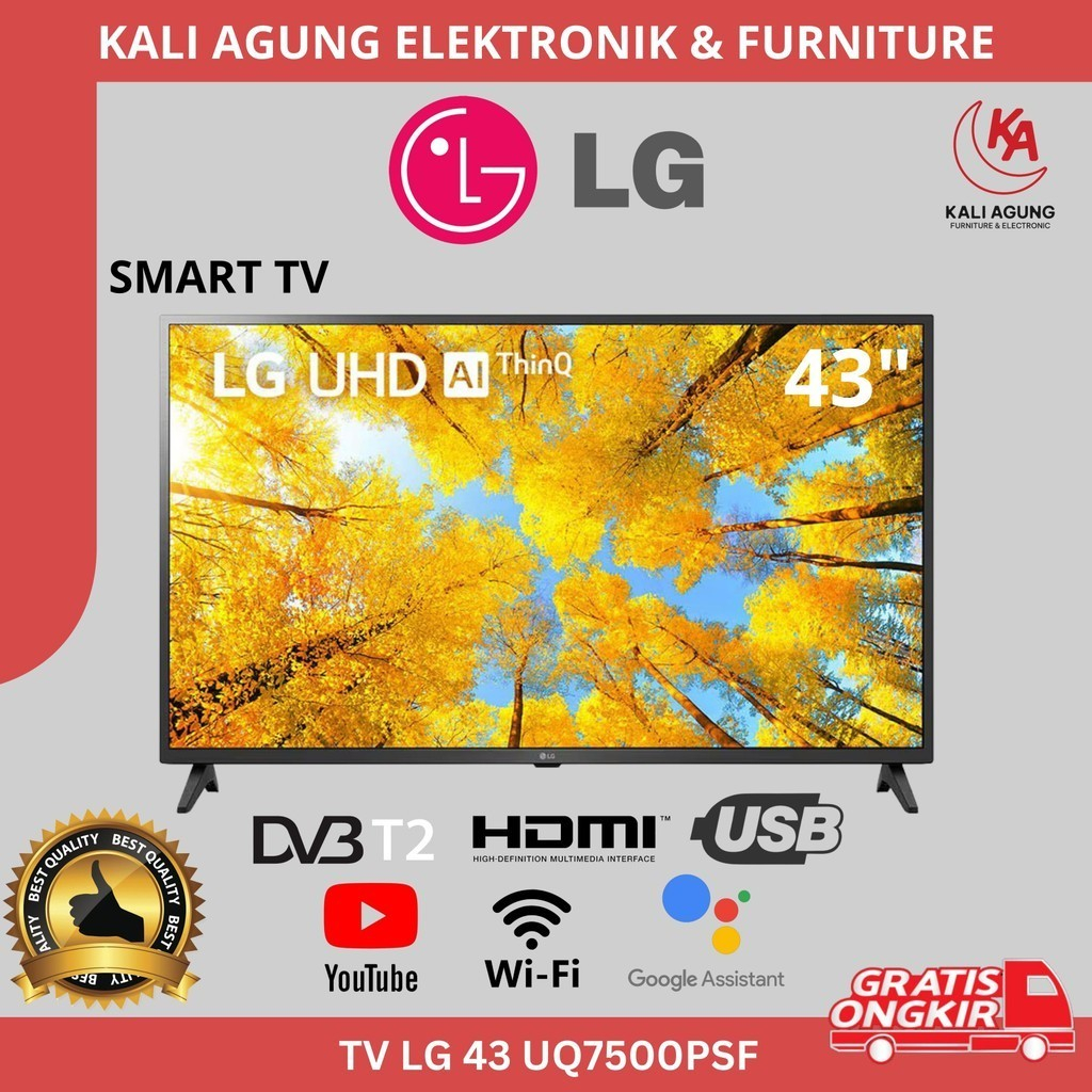 TV LED LG 43 IN / SMART TV / 43 UQ 75 / UHD - 4K / FREE ONGKIR SERANG KOTA