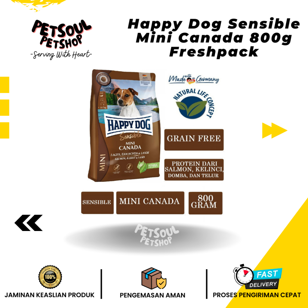 Happy Dog Mini Canada 800g Freshpack Makanan Anjing Grainfree Dry Dogfood