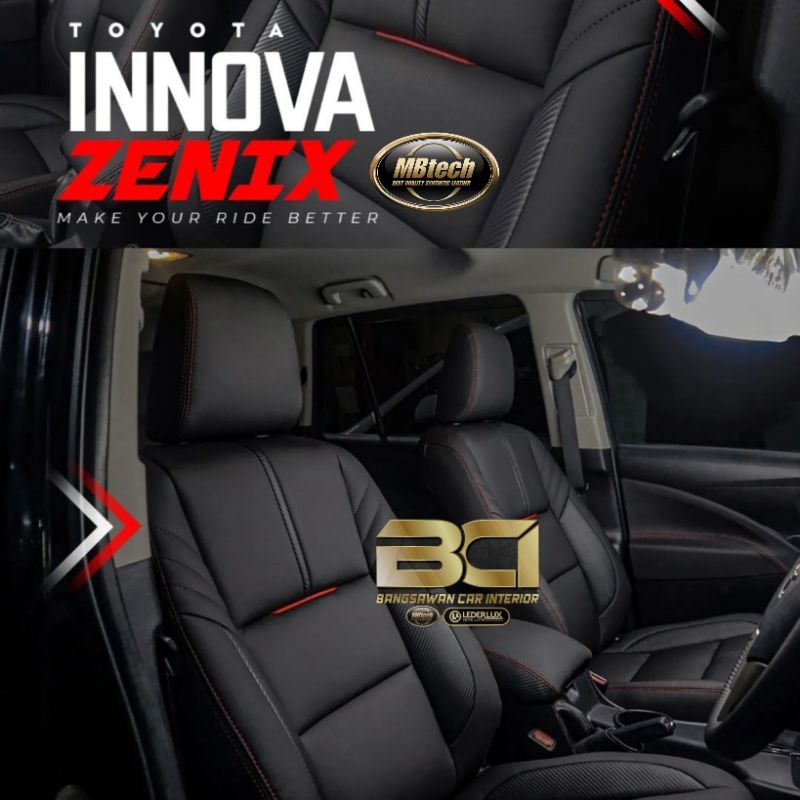 Sarung jok mobil Innova reborn,inova zenix Bahan Mbtech Camaro busa hitam