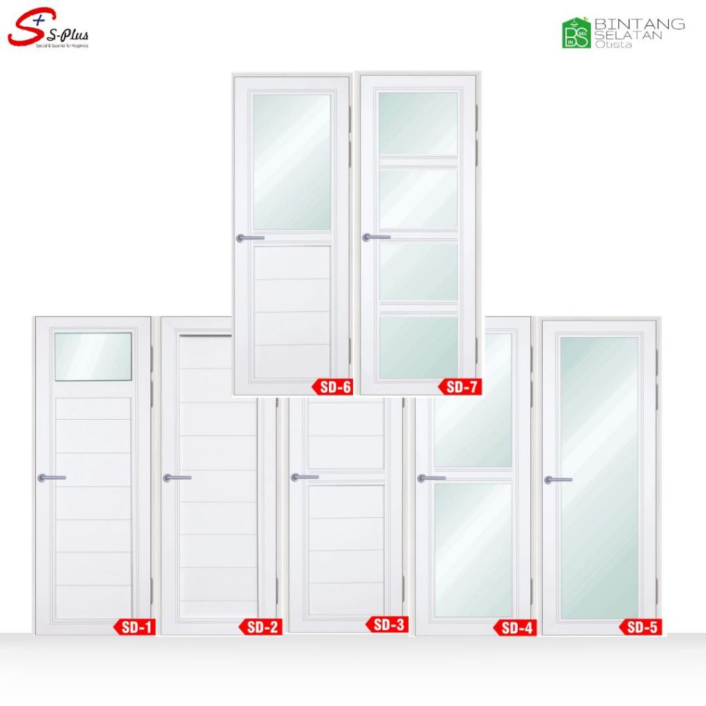 PINTU UPVC SASH DOOR PINTU KAMAR MANDI SPLUS SD1/SD2/SD3/SD4/SD5 SD6