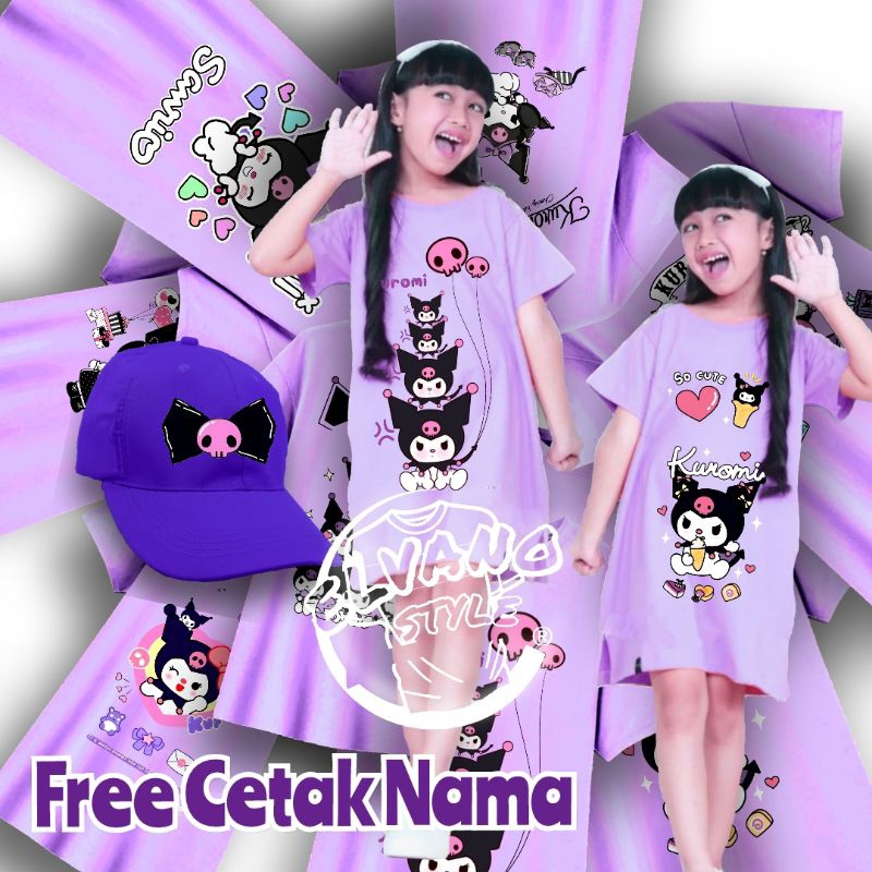 Dress Kuromi Baju Tunik anak Perempuan Kuromi usia 3-11 Tahun