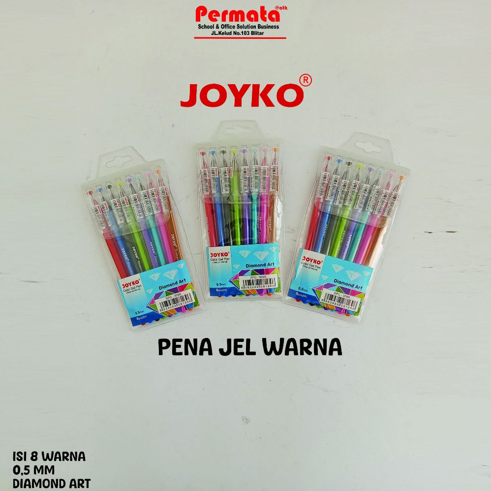 

Pulpen Gel Joyko Diamond Art 8 Warna / 1 Set Pulpen Warna Joyko