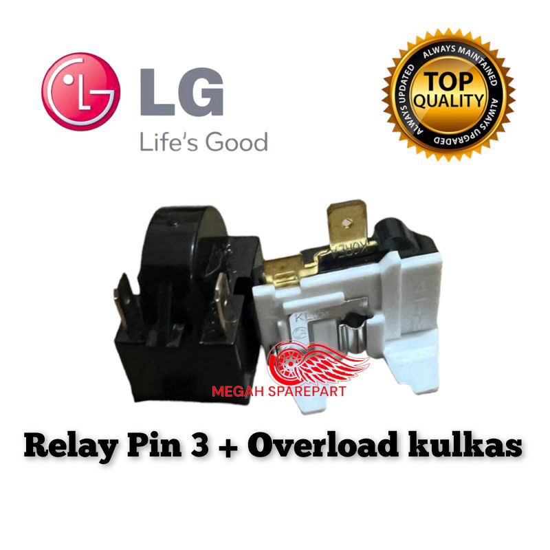 RELAY 2 PIN + PTC OVERLOAD KULKAS LG 1/2 PINTU