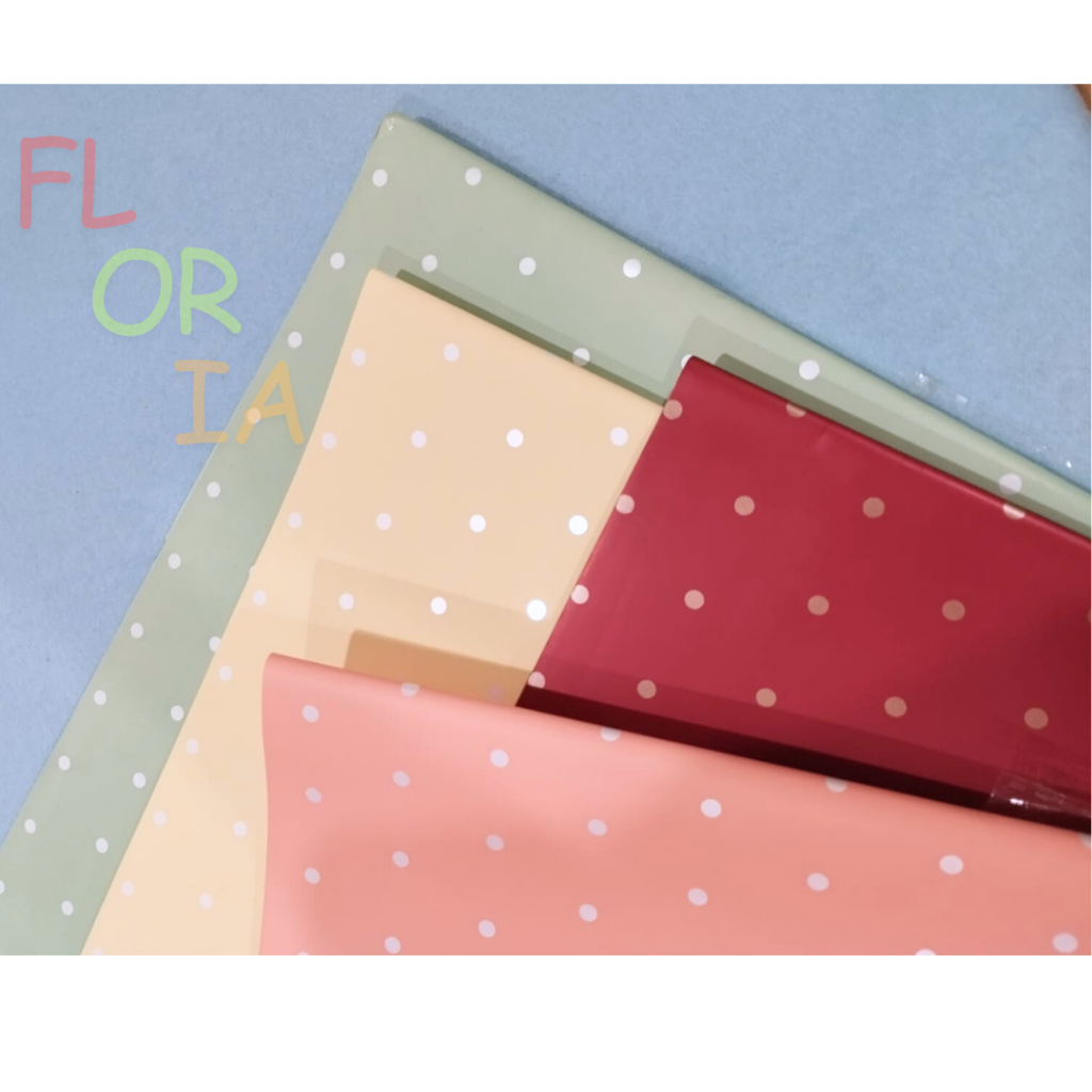 

5 Lembar 1057 Flower Wrapping Polkadot Cellophane Lembaran - Kertas Bunga Wrapping Paper Motif Polkadot Kecil