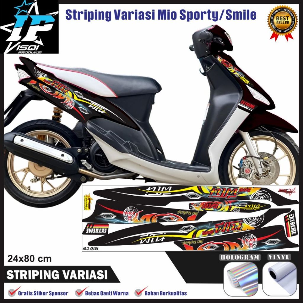 Stiker Striping Variasi Yamaha Mio Sporty  Striping List Motor Sporty Hologram Vinyl Termurah