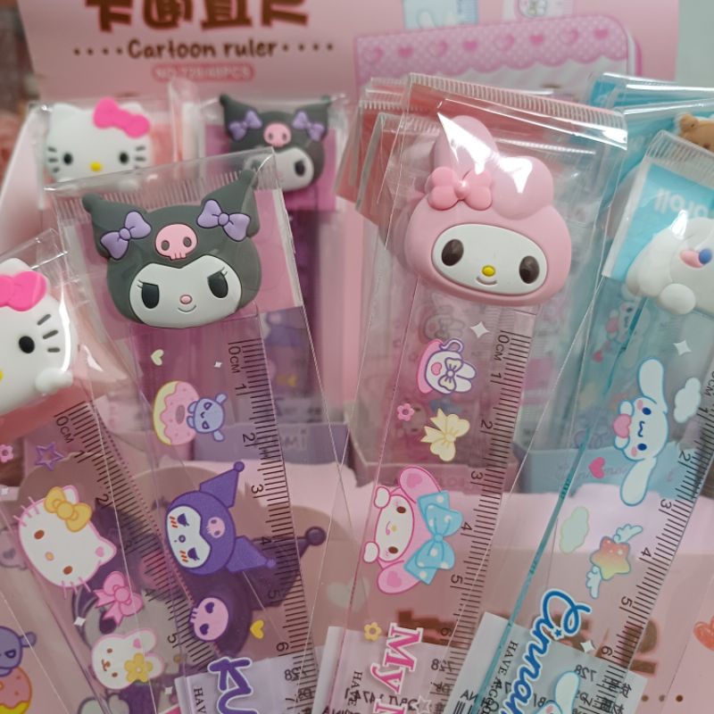 

penggaris karakter hello kitty, kuromi, cinnamoroll, my melody