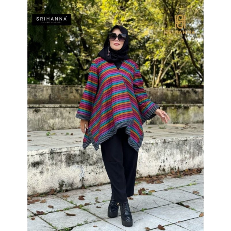 BLOUSE KIMONO PELANGI Baju Lurik Baju Batik Baju Tenun Atasan Resmi Atasan Formal Atasan Nyentrik At