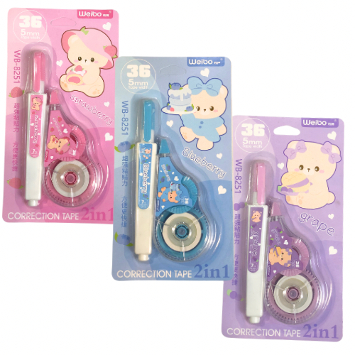 

Correction Tape 2in1 Weibo WB-8251 Bear Tipe-x Kertas Impor & Tipe-x Cair 2in1 Set Alat Tulis