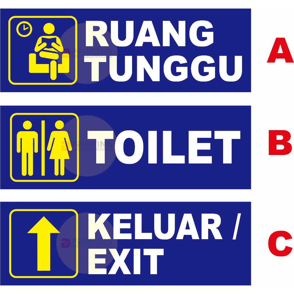 

STIKER PERINGATAN PETUNJUK RUANG TUNGGU, TOILET, KELUAR ( DI JUAL PER PCS )