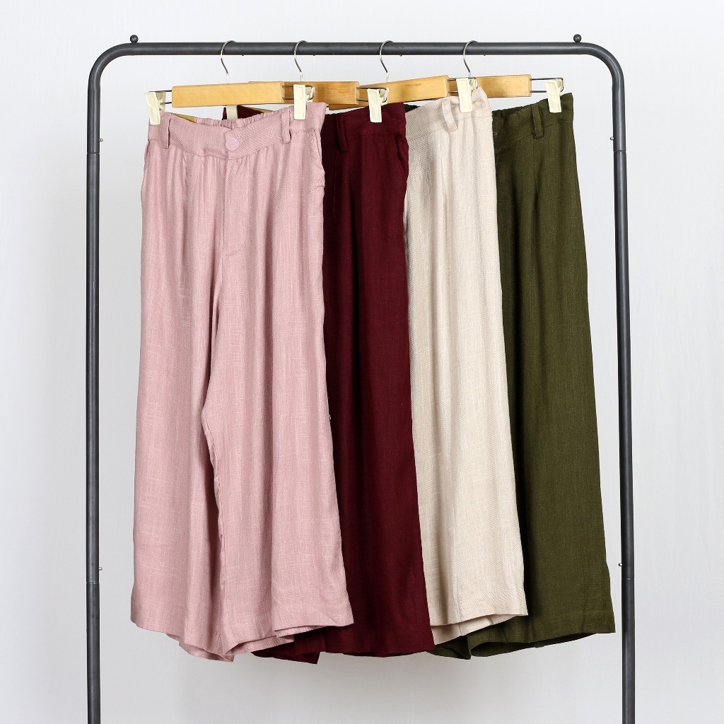 XALOXA KIMMY CULLOTES | Celana Panjang Kullot Wanita Bahan LINEN RAMIN | Size Reguler