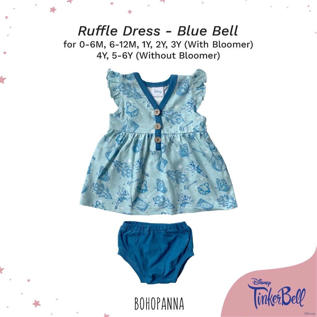 BOHOPANNA DRESS RUFFLE  Dress Anak Perempuan DISNEY Tinkerbell