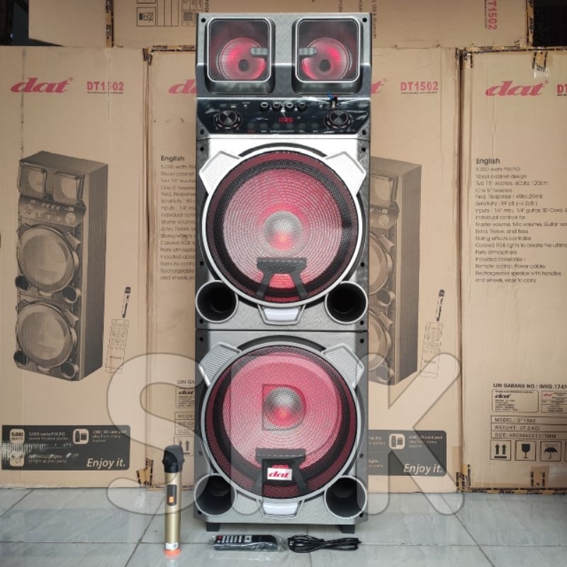 Speaker Portable DAT DT 1502 15 inch 1 Mic Wireless