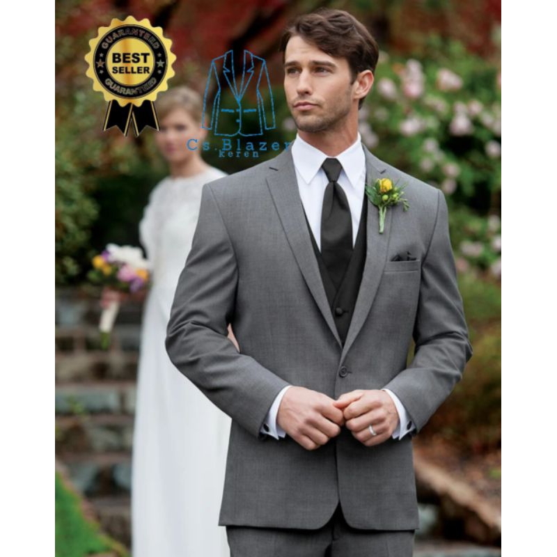 JAS BLAZER PRIA WARNA ABU - set jas warna abu