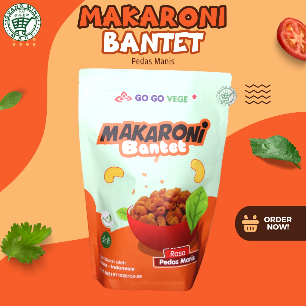 

GO GO VEGE Makaroni Bantet Pedas Manis 165g / Snack Vegetarian