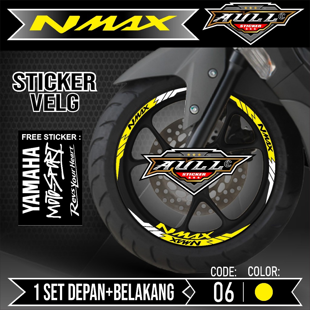 Sticker Velg Nmax Cutting Velg Motor Yamaha NMAX Old List Stiker Cutting Velk Ban Variasi Set Depan 