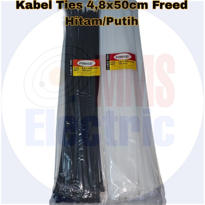 Freed Kabel Ties 40cm/50cm (4,8×400mm/4,8×500mm) Hitam/Putih