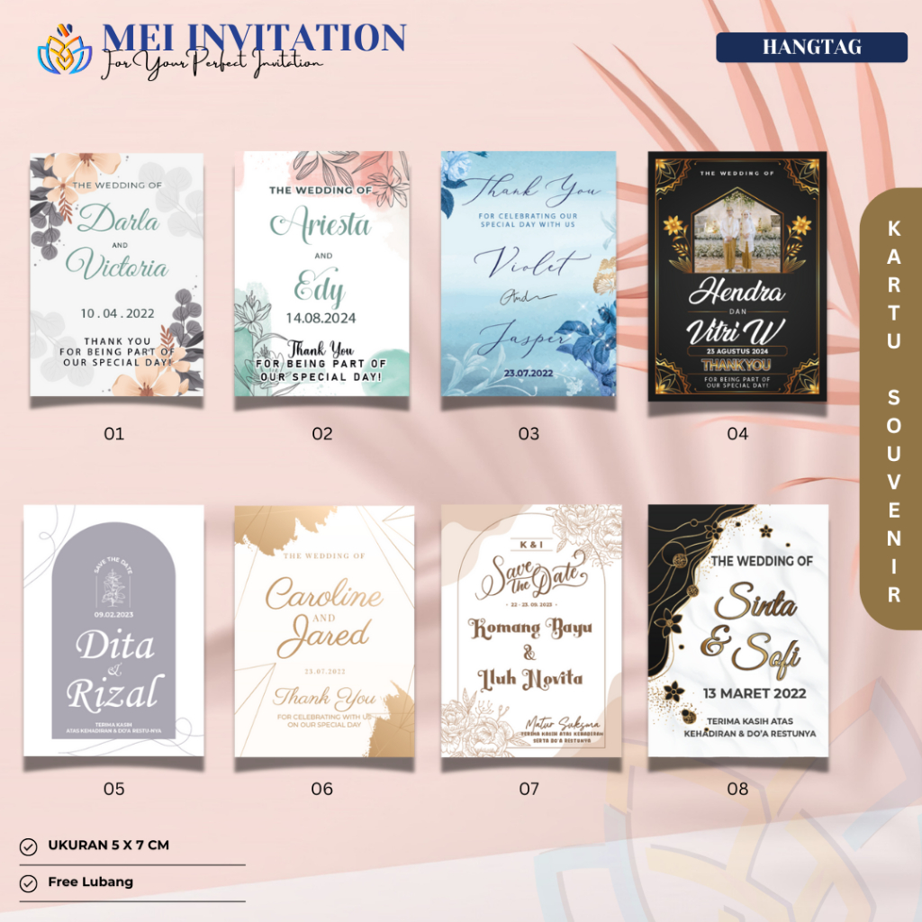 KARTU UCAPAN TERIMA KASIH / HANGTAG SOUVENIR - BAHAN TEBAL DAN UKURAN BESAR