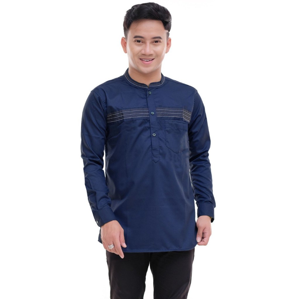 PALING MURAH Zafin - Baju Koko Pria Elrumi Lengan Panjang Motif Zolied Warna Hitam Kombinasi Batik