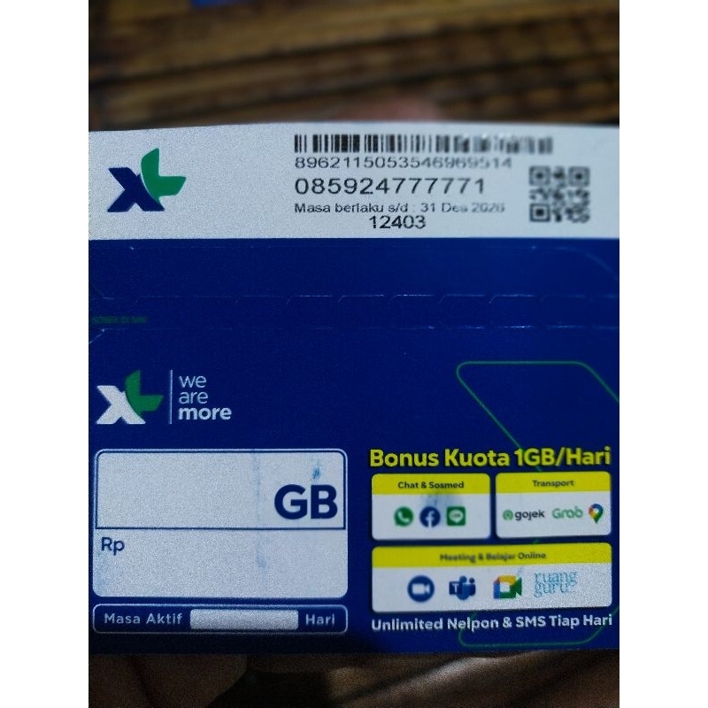 KARTU PERDANA XL NOMER CANTIK PANCA 7 akhiran satu