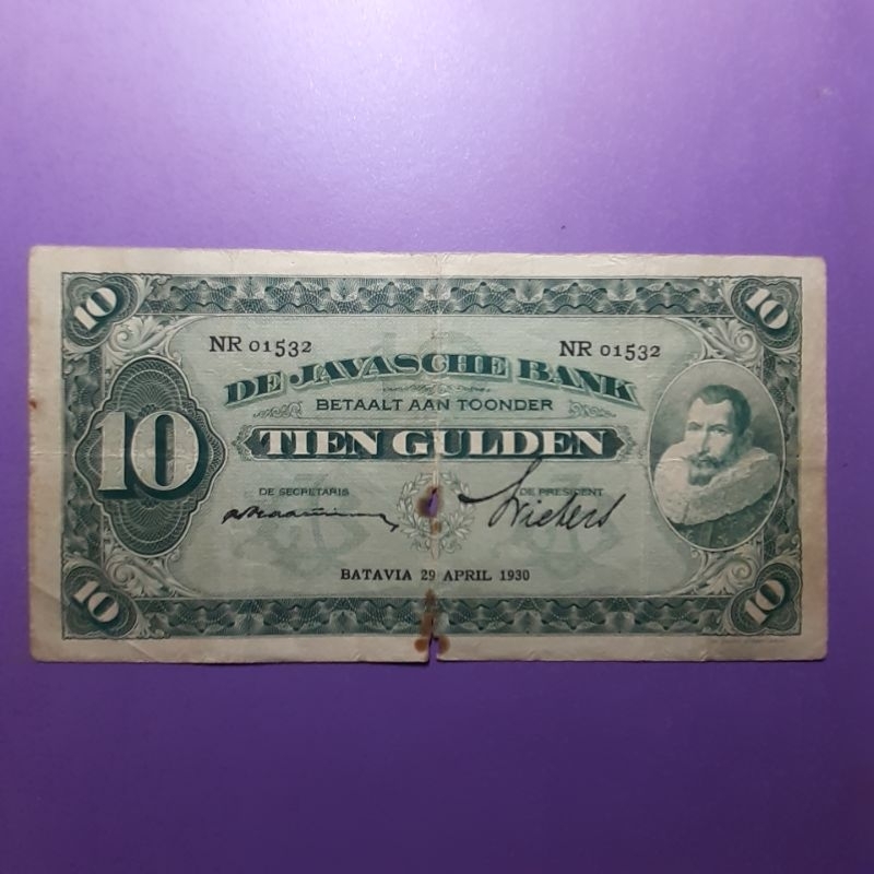 Uang kuno coen 10 gulden tahun 1930