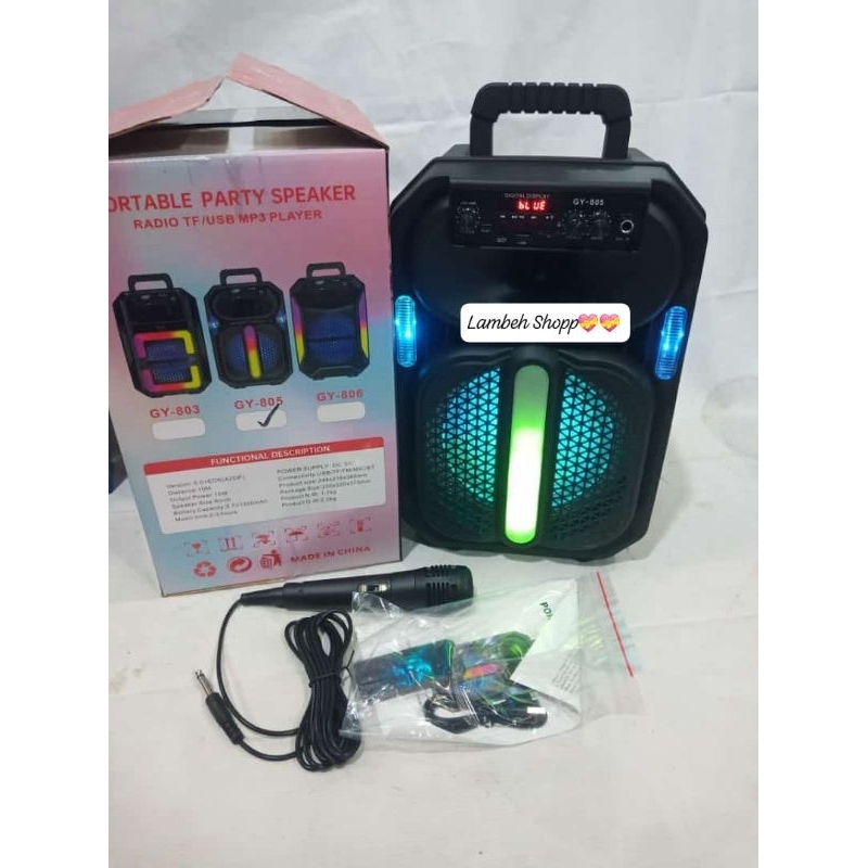 super bass gy 805 / Speaker Keraoke speaker portabel bluetooth Bonus mic kabel tersambung 
Ukuran 8 