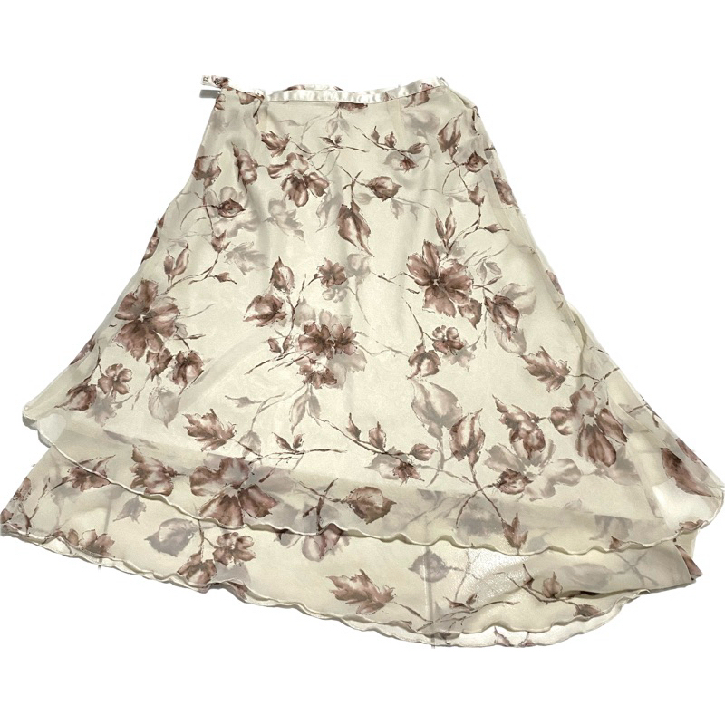Skirt brown flower kawaii axes femme coquette y2k rok bunga coklat fairycore