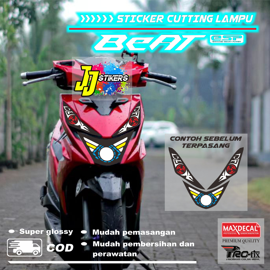 stiker variasi lampu depan beat new / street 2016 sampai 2019