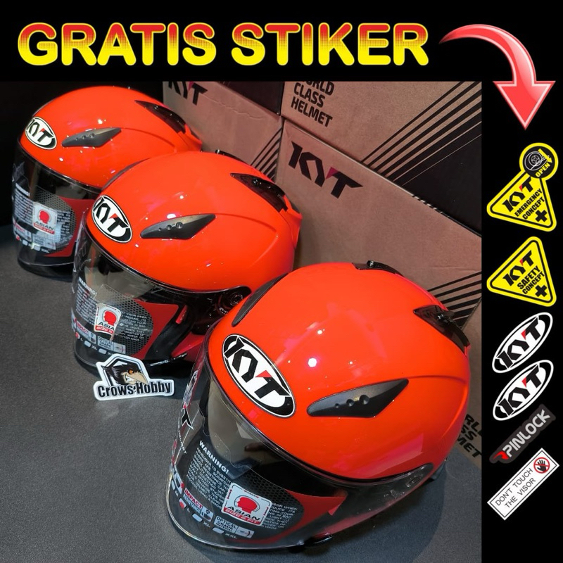 HELM KYT GALAXY SLIDE FLAT R ORIGINAL DOUBLE VISOR  Solid FIRE RED