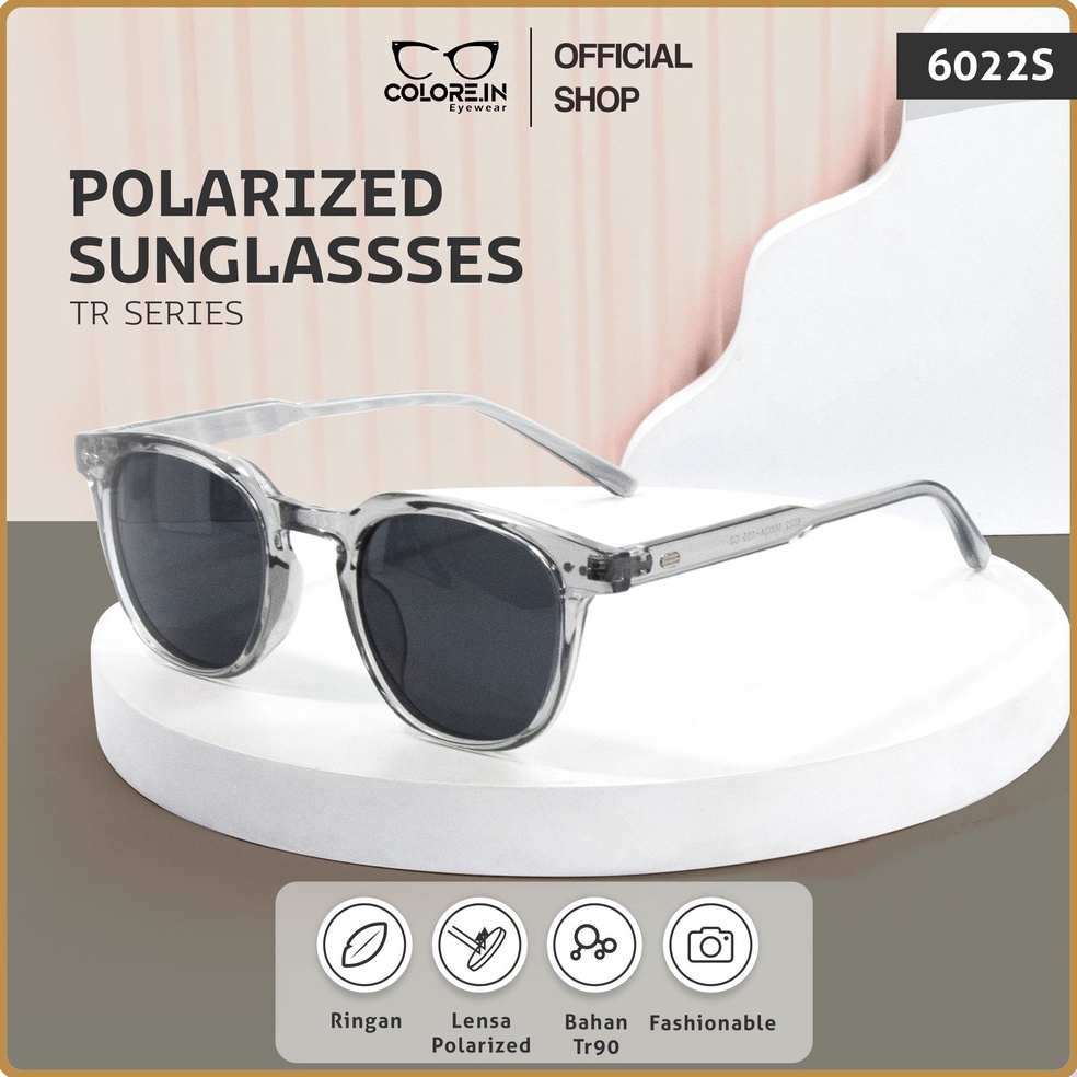 KODE J23W Colorein Kacamata Hitam Sunglasses TR9 Polarized UV4 Pria Wanita Bulat Retro Style Bisa Mi
