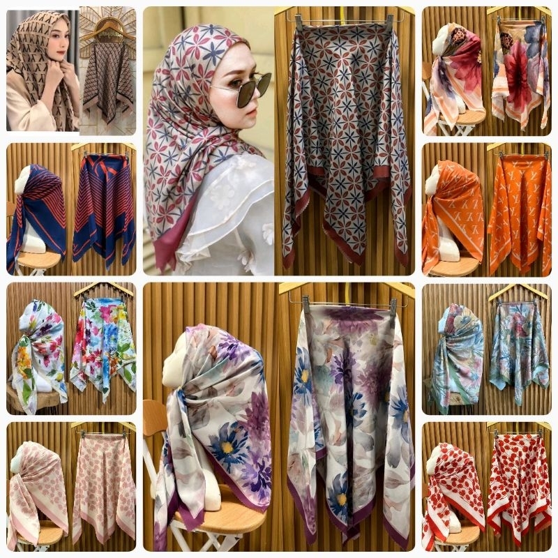 (NEW CLEO 1-100) Hijab Deenaayy Voal FH segi empat motif kw FATRIANA