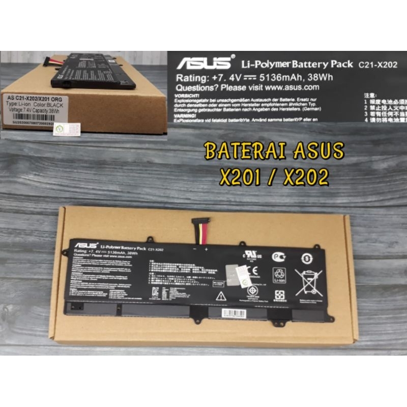 Original Batrei Asus X201 X201E S200E C21-X202 Battery Asus X201E