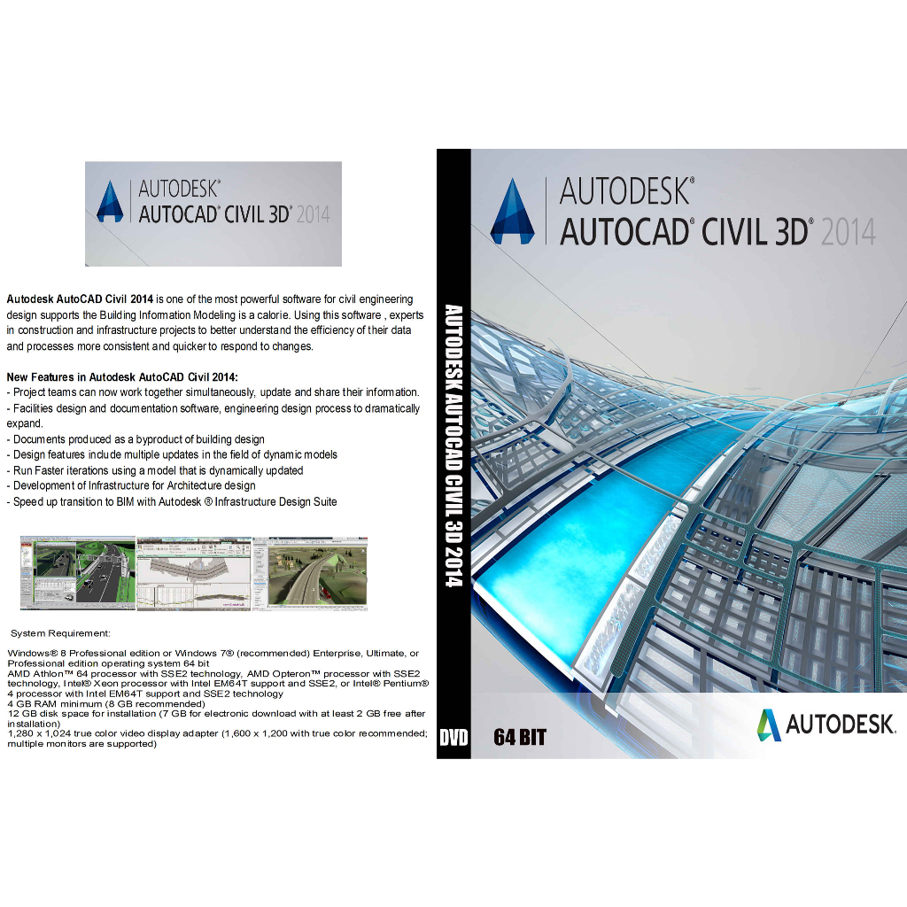 DVD AUTOCAD CIVIL 3D 2014 64 bit