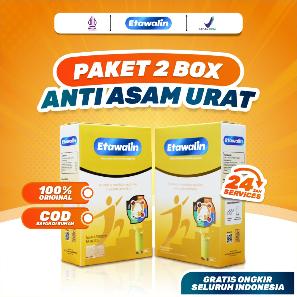 

Susu Bubuk - Etawalin susu kambing etawa Original Atasi Asam Urat / Rematik dan Tingkatkan kepadatan Tulang (Paket 2 Box)
