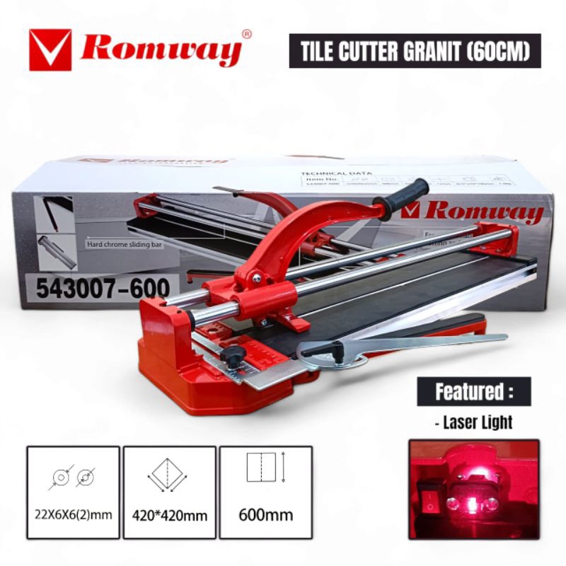 ALAT MESIN POTONG Keramik Granit Tile Cutter 60cm Keramik Granit Romway Manual