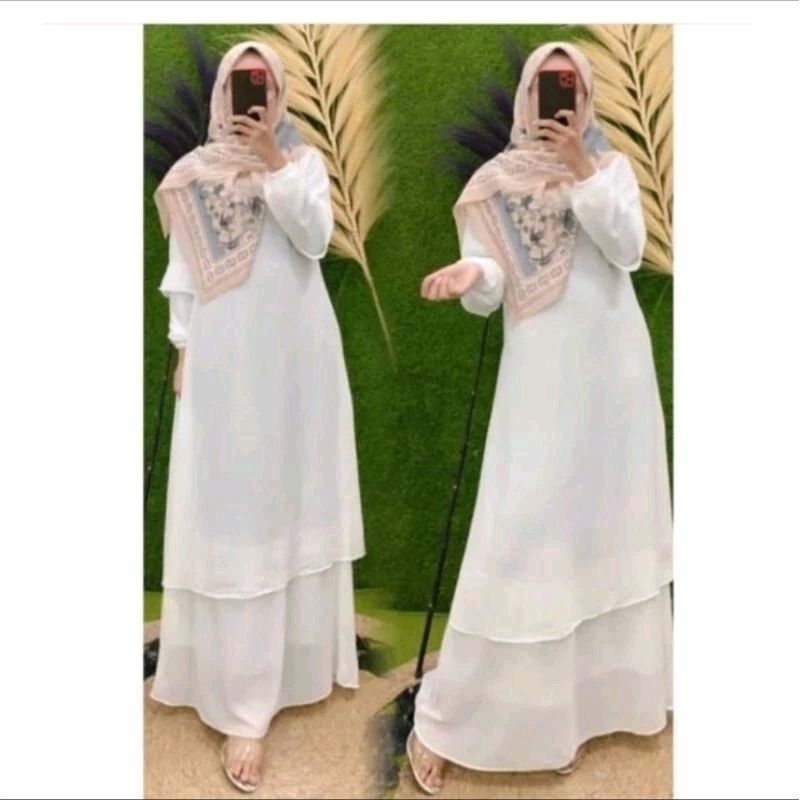 Gamis Ceruty premium nabila warna PUTIH
