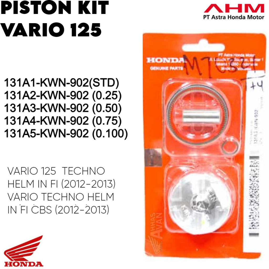 PISTON KIT VARIO 125 PISTON SEHER VARIO 125 FI OVERSIZE STD 0.25 0.50 0.75 0.100 PK VARIO125/KWN AHM