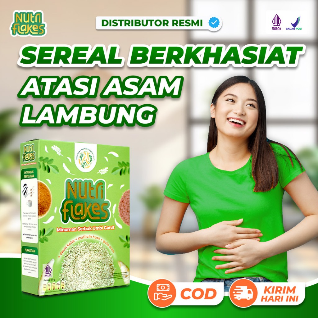 

Nutriflakes Sereal Umbi Garut Obat Asam Lambung Makanan Sehat Untuk Diet Isi 280g Original