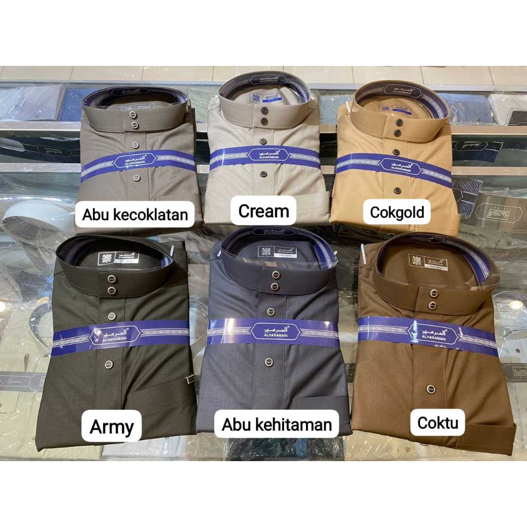 JUBAH GAMIS AL HARAMAIN PREMIUM POLOS KANCING BULAT BAHAN WOLL NON MANSET GAMIS PRIA FREE BOX