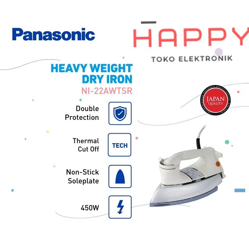 Panasonic NI 22 AWT Setrika Flatiron NI22AWT Anti Lengket NI22 AWT Setrika Kering Panasonic Sterika 