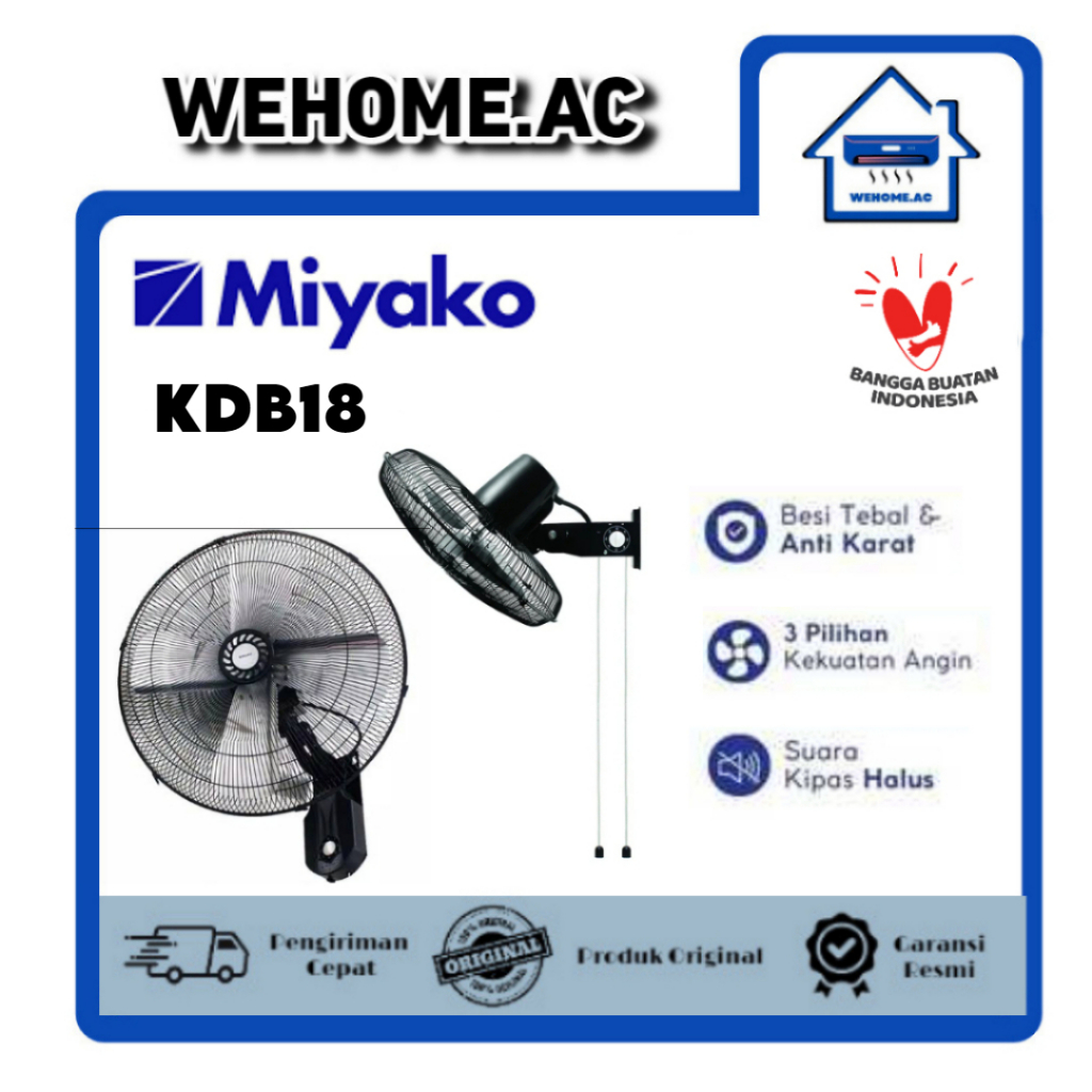 Kipas Miyako Dinding KDB18 Besi Kipas Angin Miyako 18 Inch Wall Fan Miyako