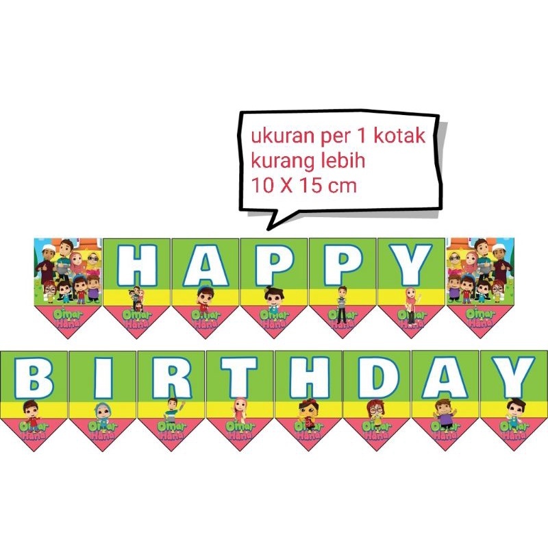 banner flag bunting flag garland flag ulang tahun karakter Omar & Hana / omar dan hana