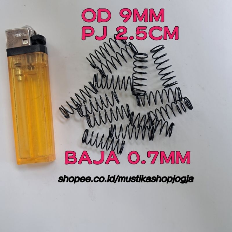 Per Pegas Tekan OD 9mm PJ 2.5cm Baja 0.7mm