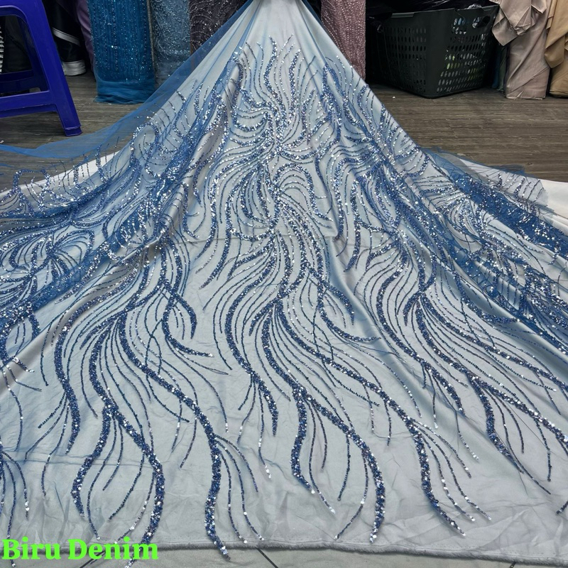 (COD) bakal kain payet korea full/tille pengantin brokat mewah/gaun pesta,dress,gamis mewah