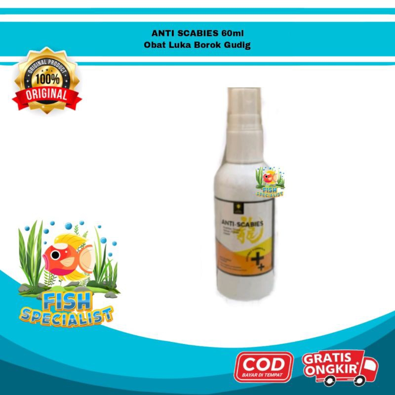 ANTI SCABIES 60ML OBAT GUDIG KUCING ANJING KELINCI BULU RONTOK GARUK GATAL LUKA BOROK