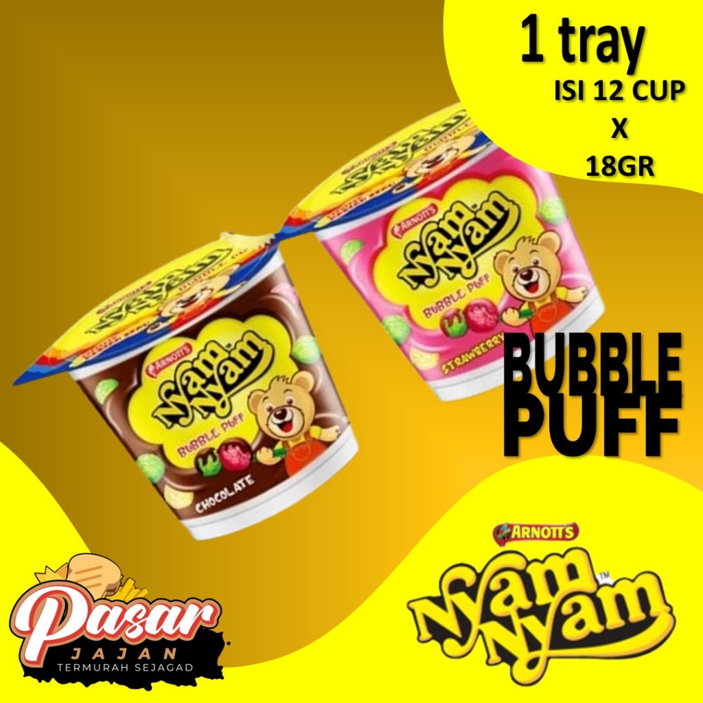 

Arnott's Nyam Nyam Bubble Puff Rasa Chocolate dan Strawberry Isi 12 X 18Gr